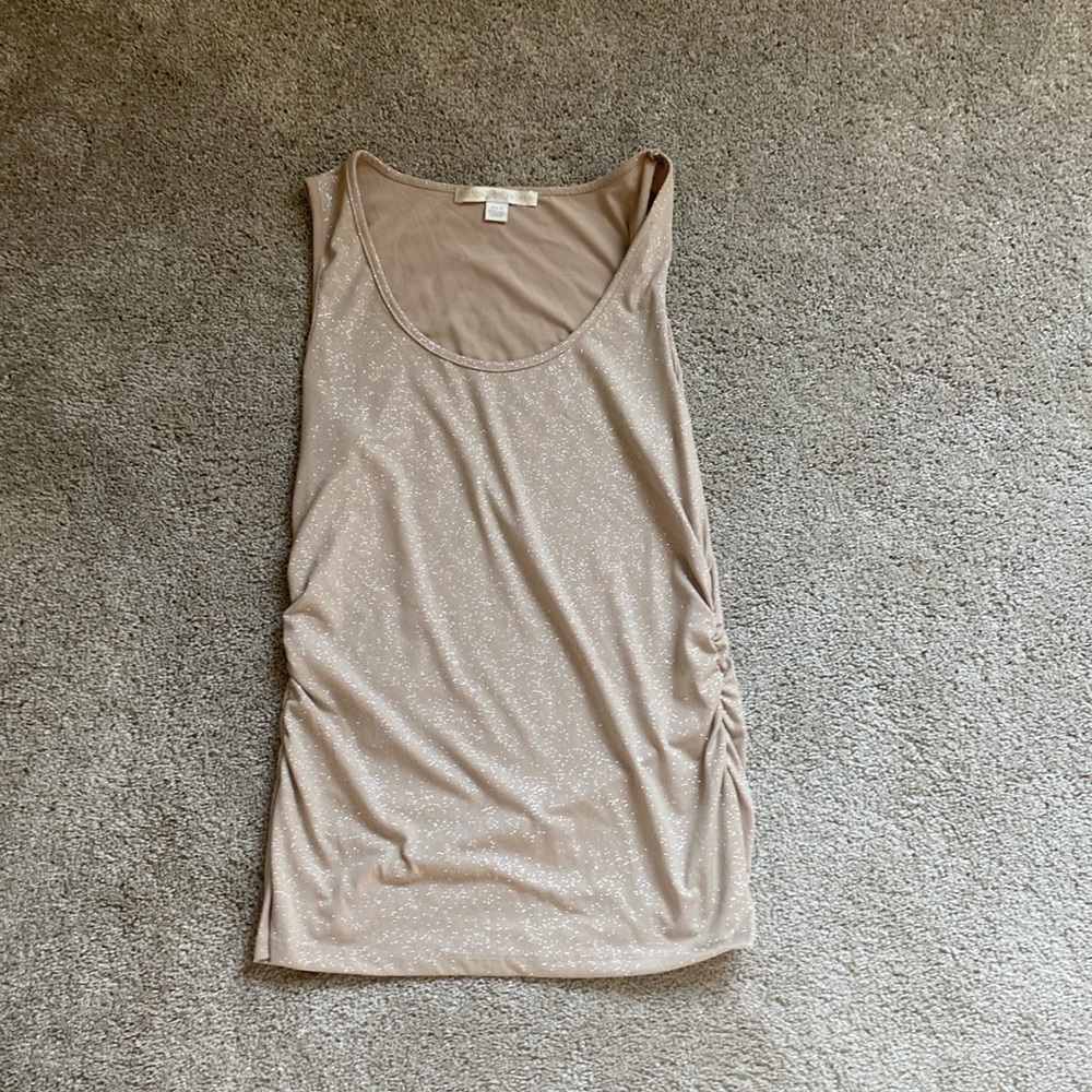 Sparkly tan dress tank top with cinched sides